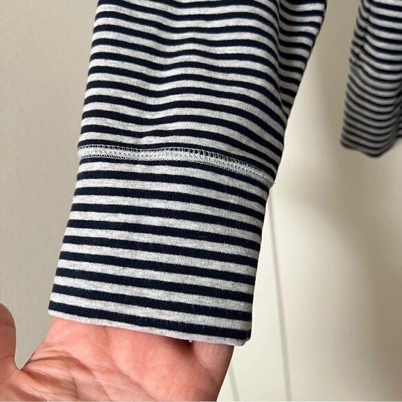 LL Bean Sweatshirt Womens Large White Blue Stripe Full Zip Stretch Outdoor Soft - Picture 6 of 13